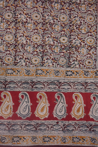 Kalamkari Printed Design Multicolor Double Bedspread With Pillow Cover