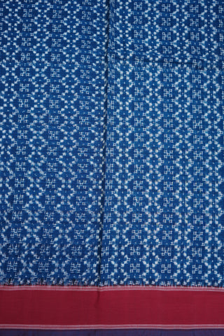 Double Ikat Allover Design Capri Blue Pochampally Cotton Saree