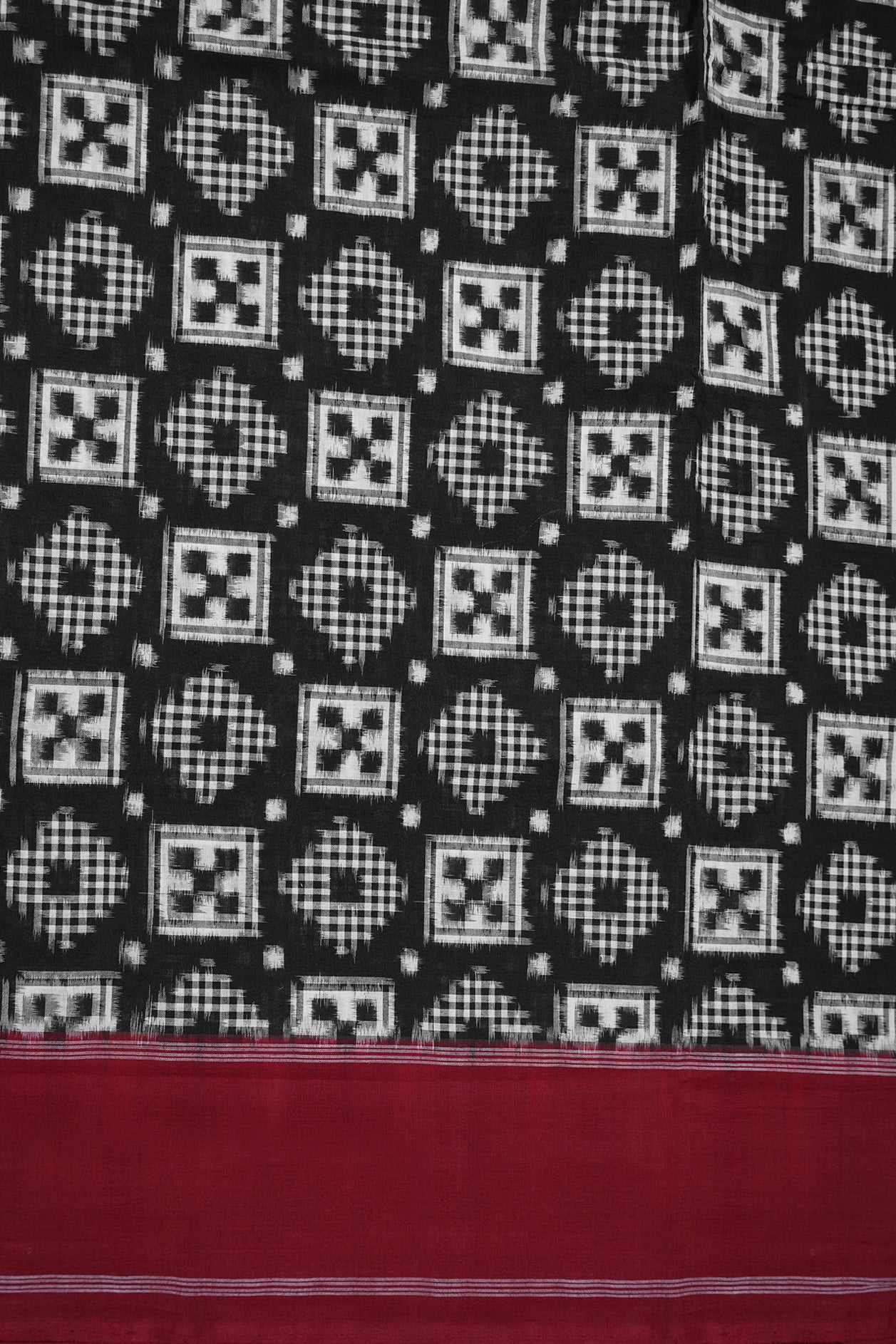 Double Ikat Design Black Pochampally Cotton Saree