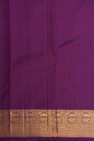 Elephant Border With Peacock Motif Burgundy Purple Kanchipuram Silk Saree
