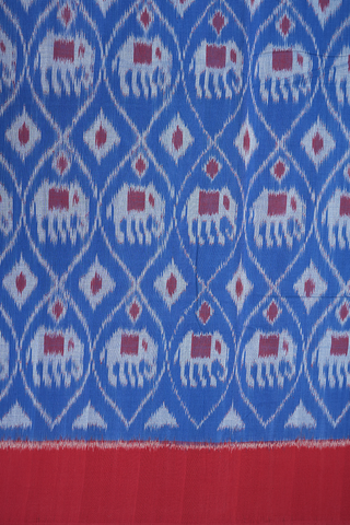 Allover Design Cobalt Blue Pochampally Cotton Saree