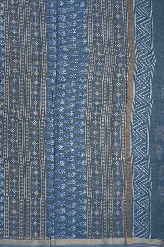 Elephant Printed Design Steel Blue Kota Cotton Saree