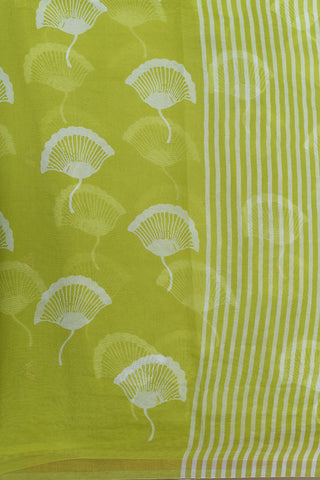 Printed Buttas Lime Green Organza Saree With Embroidered Blouse