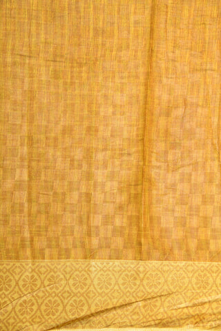 Embroidered And Floral Digital Printed Green And Brown Semi Raw Silk Saree