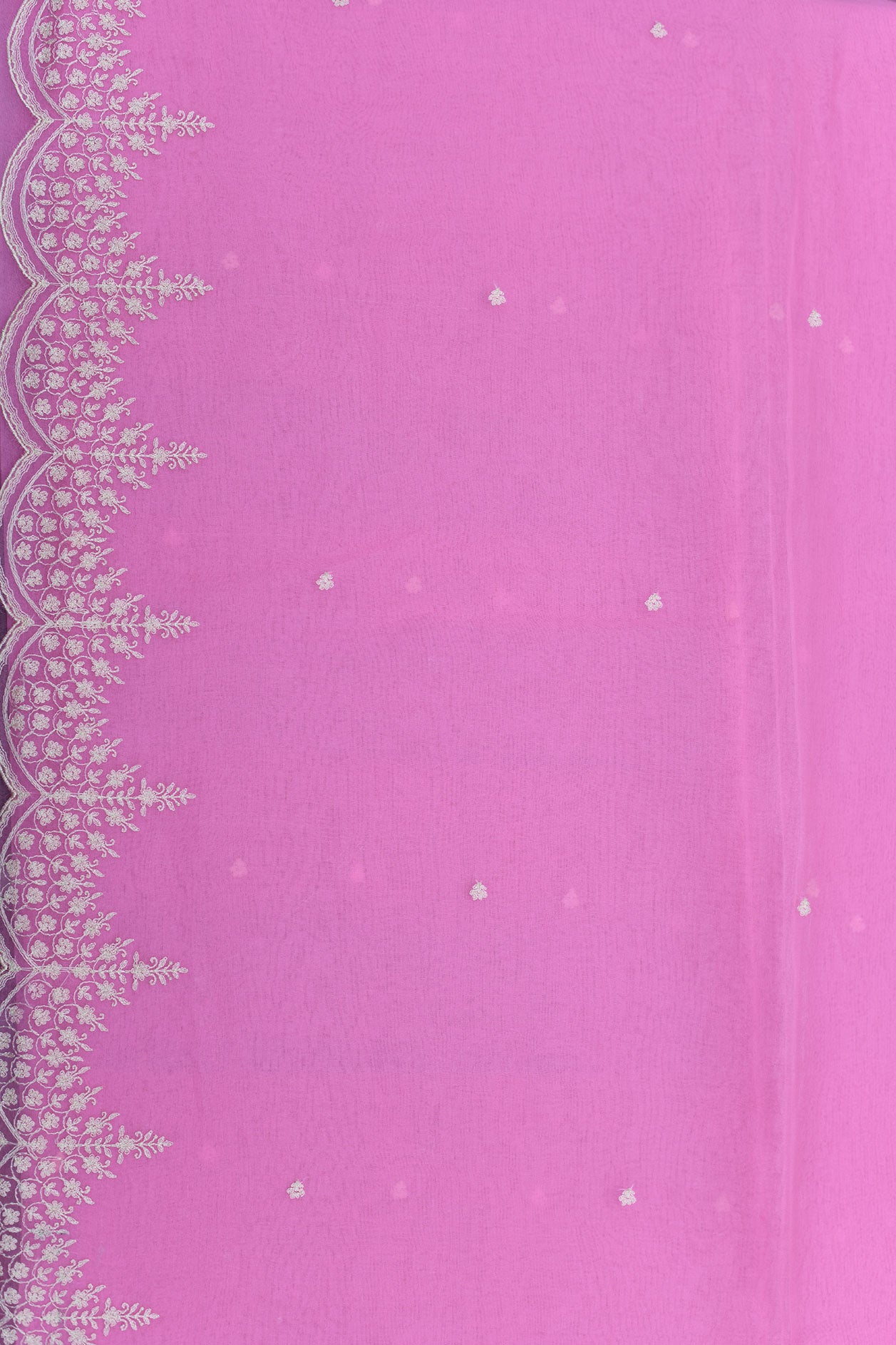 Embroidered Border In Buttis Rose Pink Organza Saree