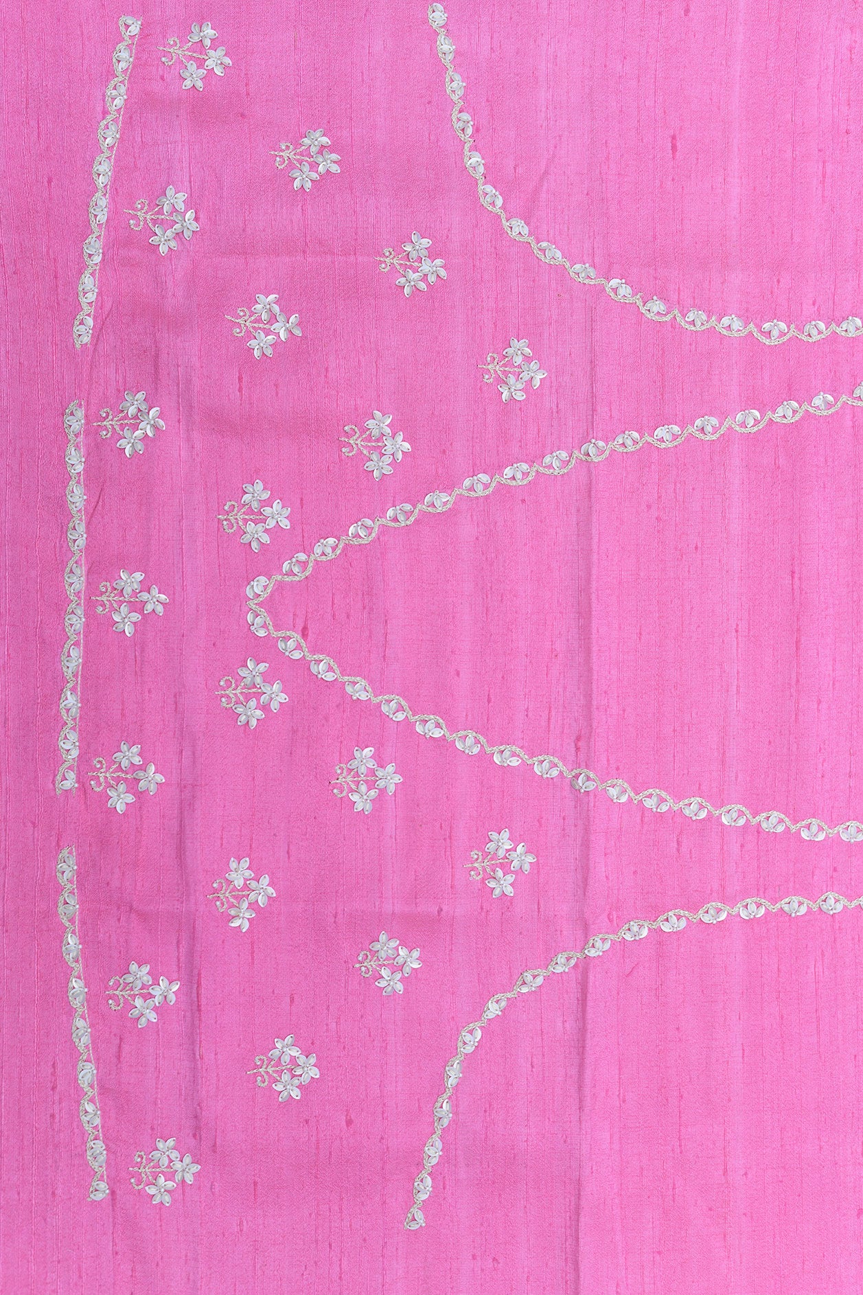 Embroidered Border In Buttis Rose Pink Organza Saree