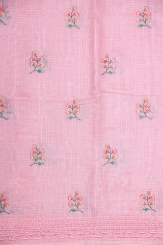 Embroidered Border With Floral Butta Light Pink Kota Silk Saree