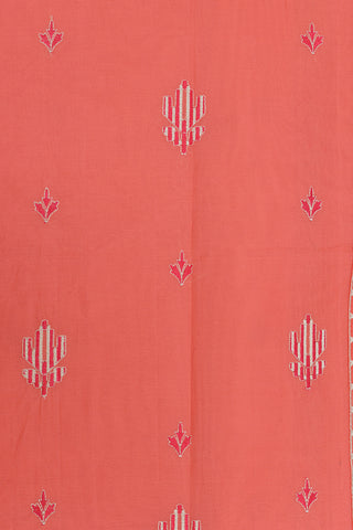 Embroidered Buttas Coral Pink Ahmedabad Cotton Saree