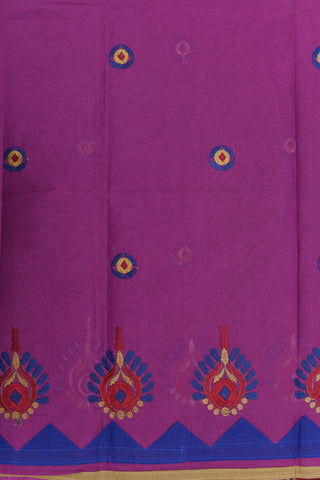 Embroidered Buttas Magenta Ahmedabad Cotton Saree