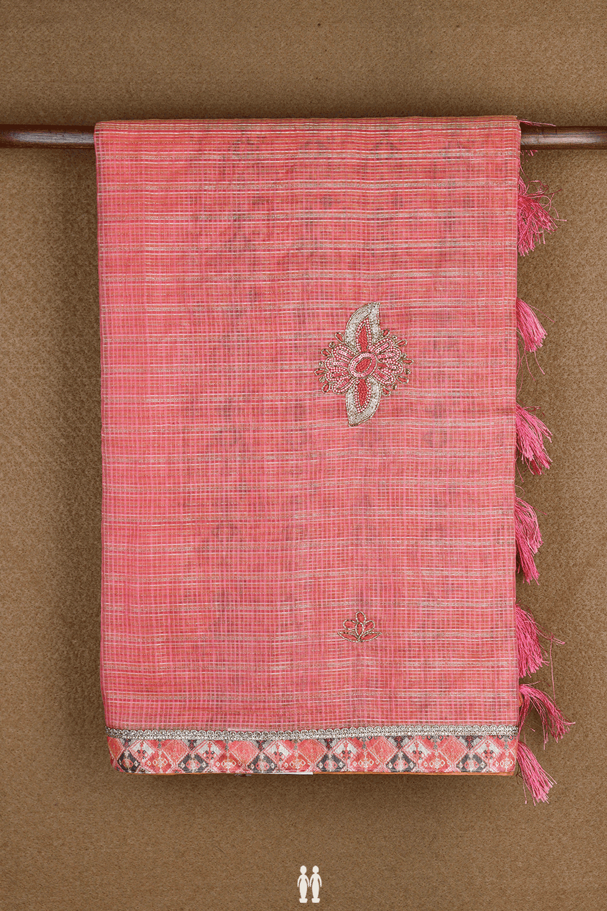 Embroidered Buttas Shades Of Pink Kota Cotton Saree