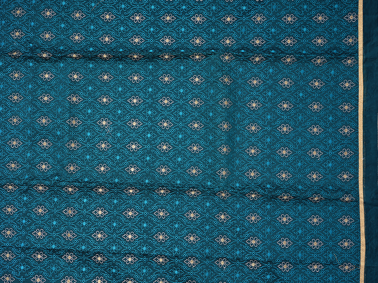 Embroidered Design Blue Chanderi Unstitched Salwar Material
