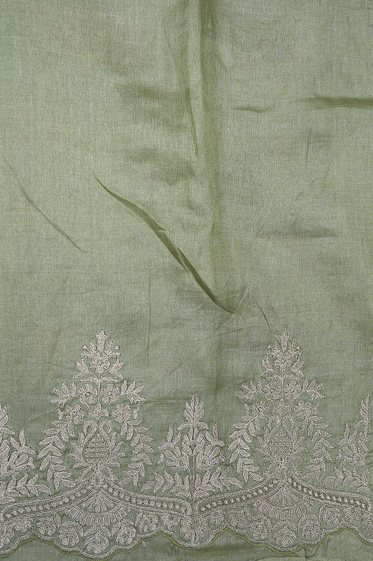 Embroidered Design Pastel Green Tussar Silk Saree
