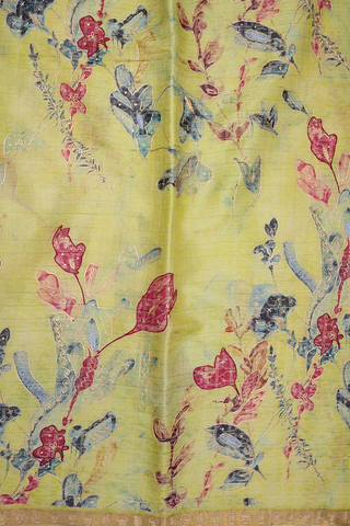 Embroidered Design Pastel Yellow Tussar Silk Saree