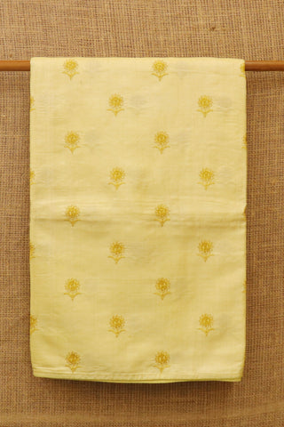 Embroidered Floral Butta Soft Yellow Tussar Silk Saree