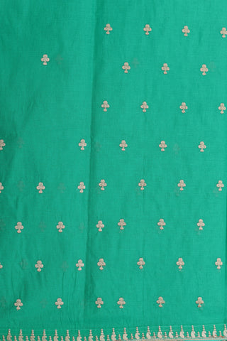 Embroidered Floral Buttas Sea Green Ahmedabad Cotton Saree