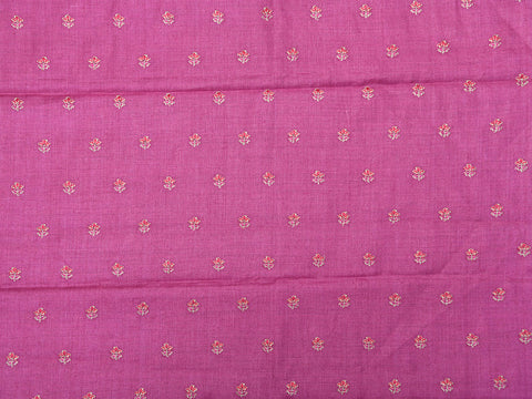 Embroidered Floral Buttis Pink Tussar Silk Unstitched Blouse Material