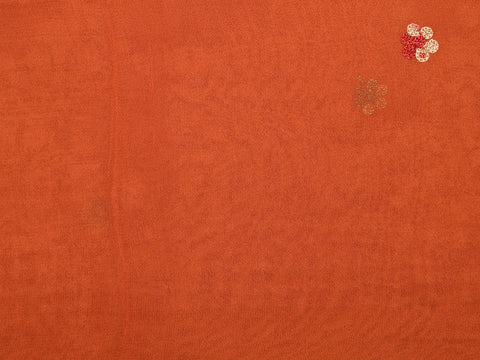 Embroidered Floral Design Rust Orange Tussar Silk Unstitched Salwar Material