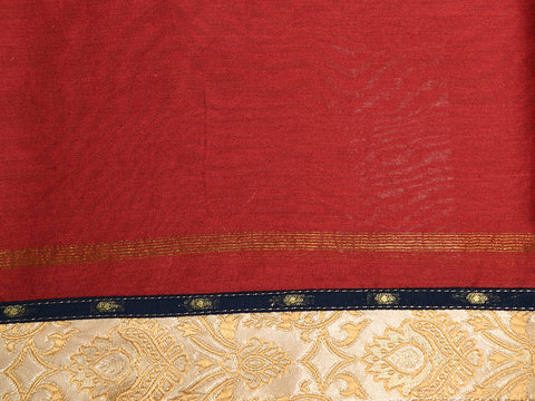 Embroidered Floral Design Navy Blue Chanderi Cotton Unstitched Salwar Material
