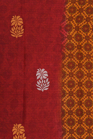 Embroidered Flower Motif Maroon Ahmedabad Cotton Saree