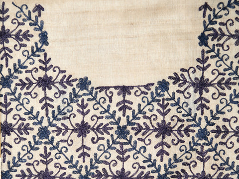 Embroidered Floral Design Cream Unstitched Tussar Silk Salwar Material