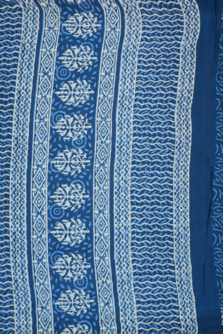 Embroidered Leaf Design Berry Blue Ahmedabad Cotton Saree