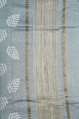 Embroidered Leaf Design Grey Chanderi Silk Cotton Saree