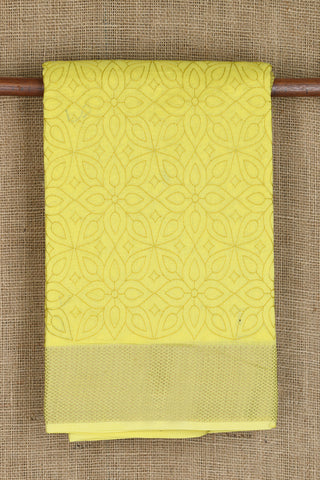 Embroidered Self Rangoli Design Yellow Chanderi Silk Cotton Saree