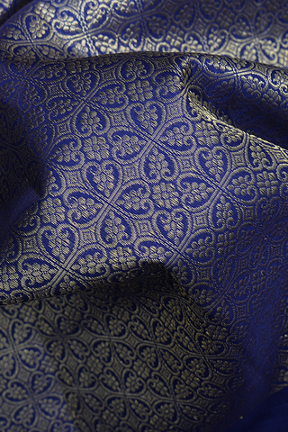 Fancy Zari Brocade Pattern Navy Blue Kanchipuram Silk Saree