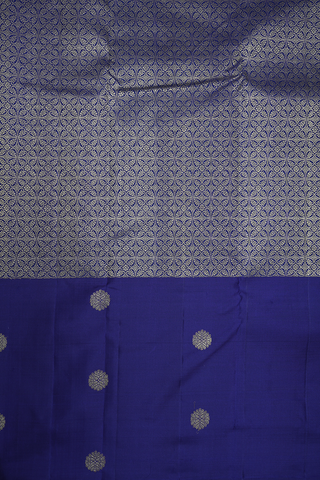 Fancy Zari Brocade Pattern Navy Blue Kanchipuram Silk Saree