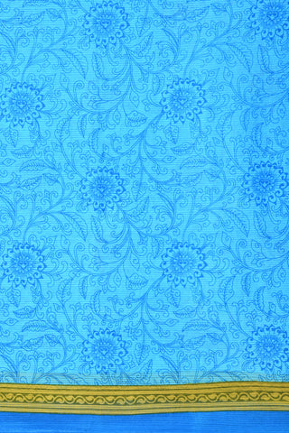 Floral Design Blue Ahemedabad Cotton Saree