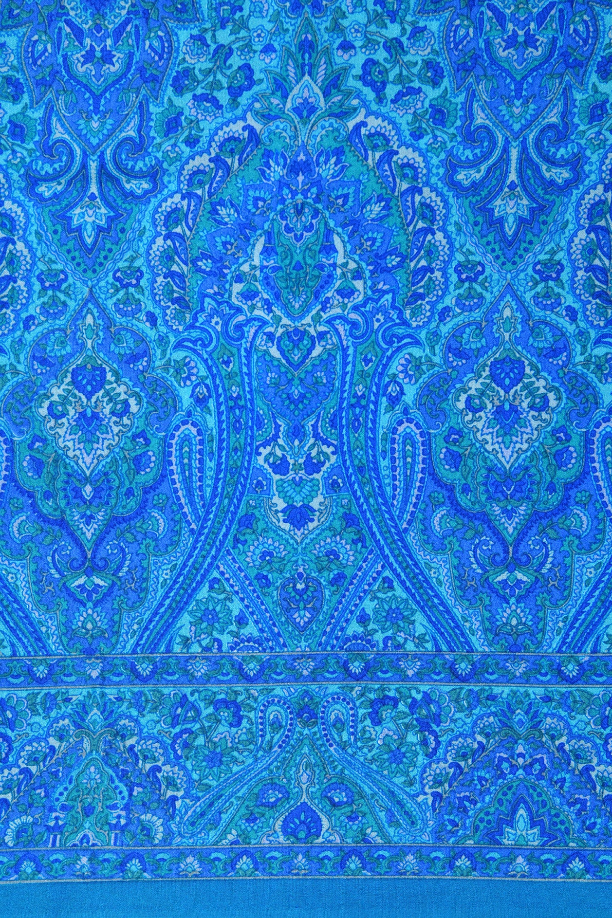 Floral Design Light Sea Blue Crepe Silk Saree