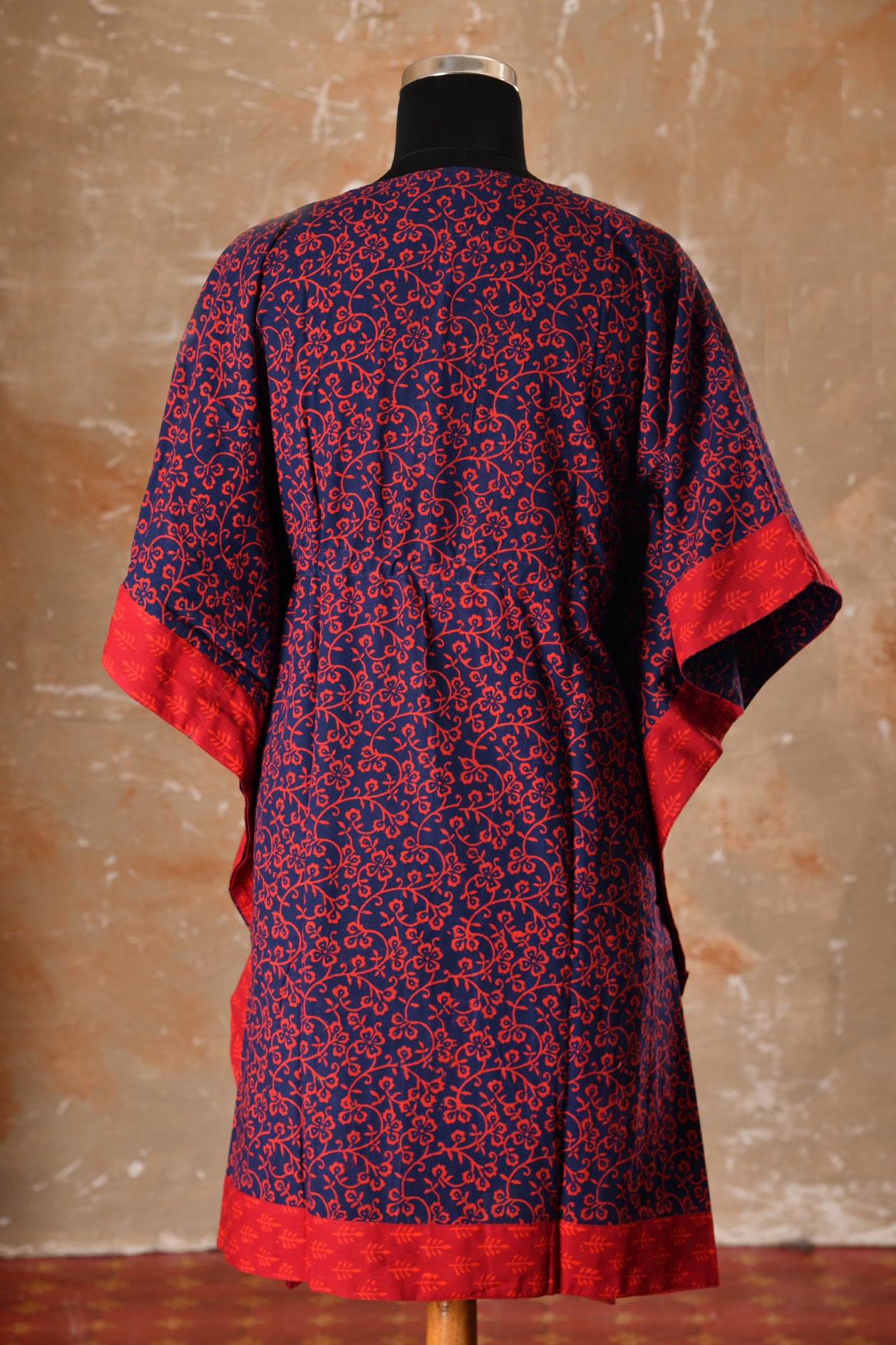 Floral Design With Blue Cotton Kaftans Night Wear