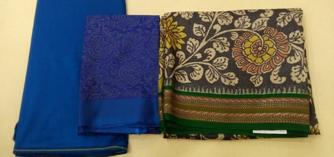 Floral Design With Blue Kanchipuram Printed Silk Saree