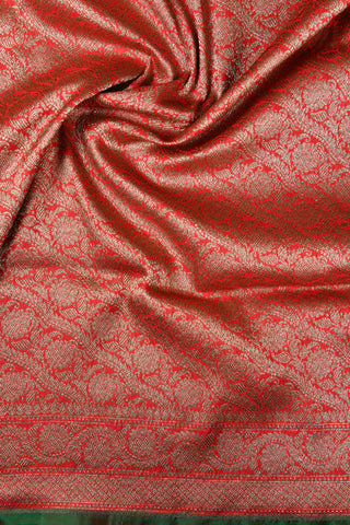 Floral Design With Red Banaras Silk Saree