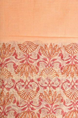Half And Half Floral Design Peach Orange Silk Kota Saree