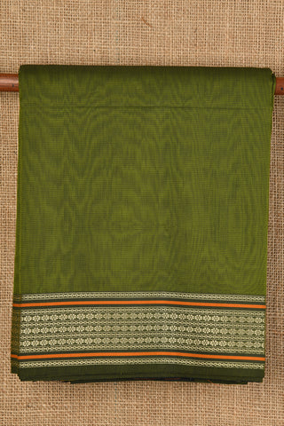 Floral Motif Border Green Maheshwari Silk Cotton Saree