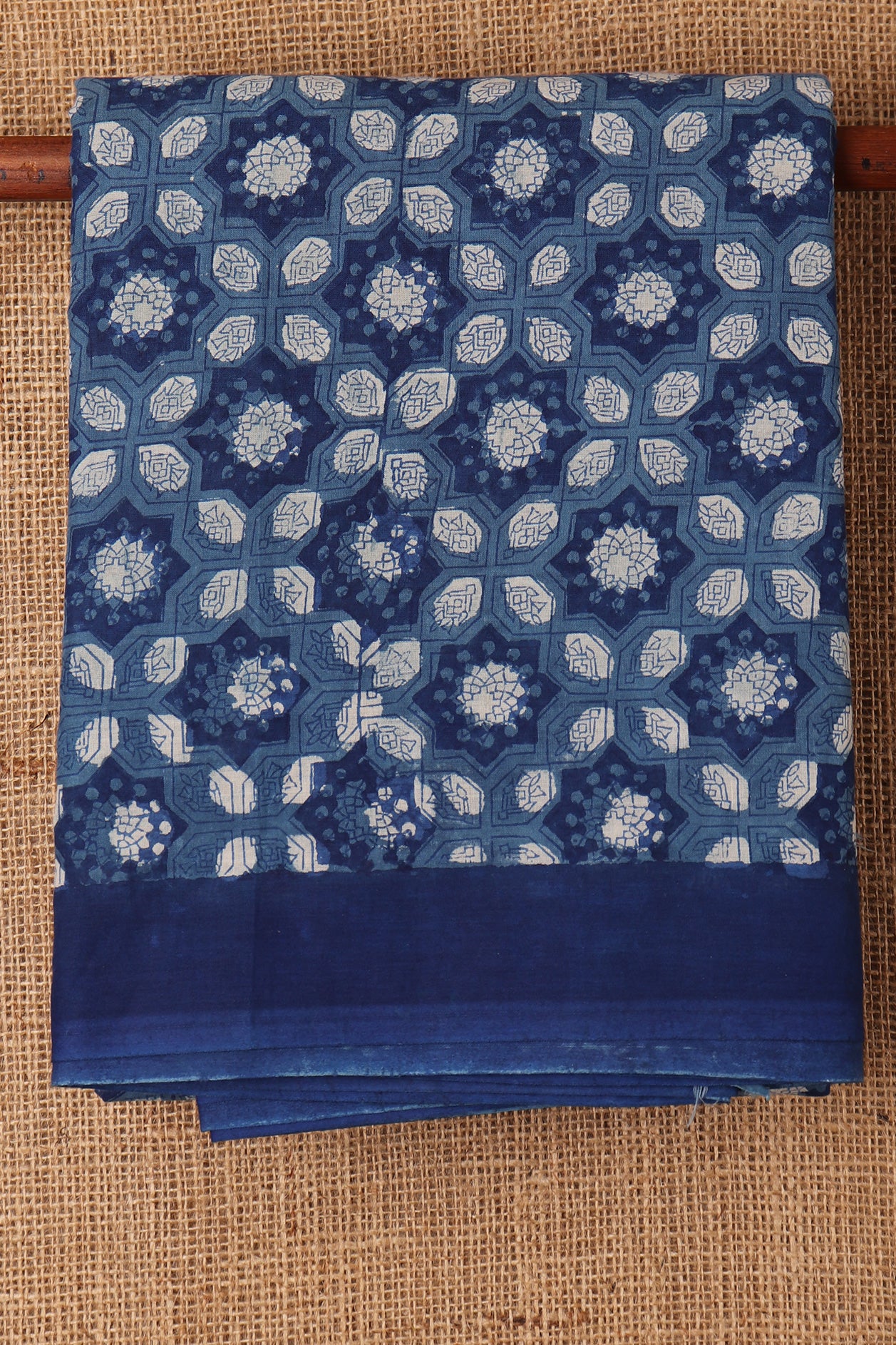 Floral Motif With Blue Jaipur Cotton Saree
