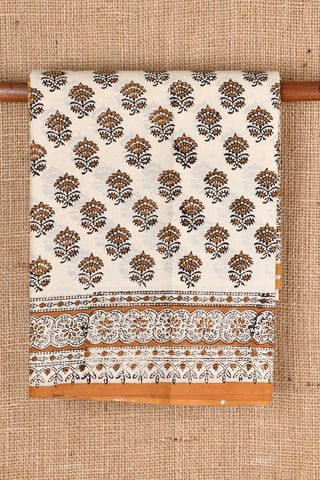 Floral Motif With Light Beige Jaipur Cotton Saree