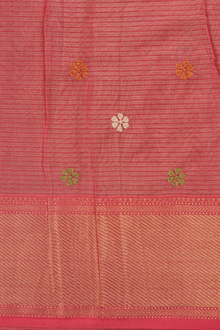 Floral Motif Light Grey Maheshwari Silk Cotton Saree