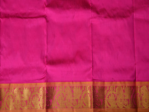 Floral Motif With Pink Kanchipuram Silk Pavadai Sattai Material