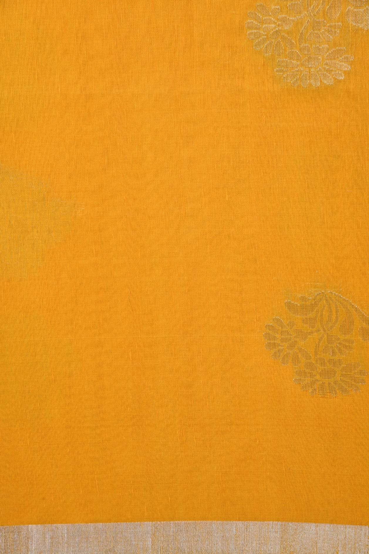 Floral Motif Yellow Linen Saree