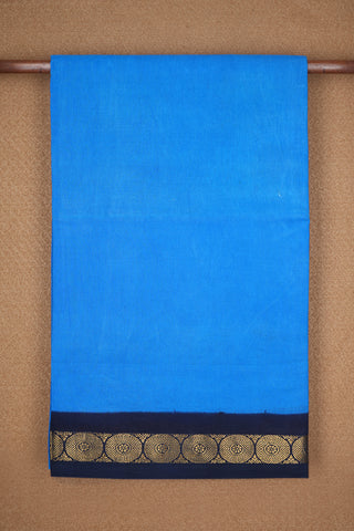 Floral And Chakram Border Azure Blue Sungudi Cotton Saree