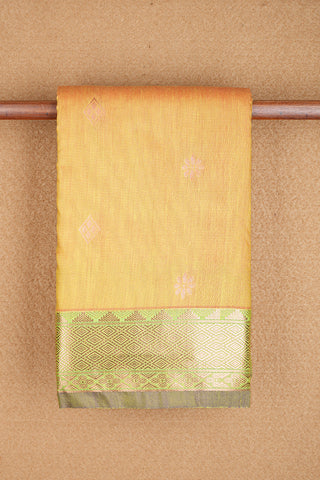 Floral And Diamond Copper Zari Motifs Golden Yellow Apoorva Semi Silk Saree