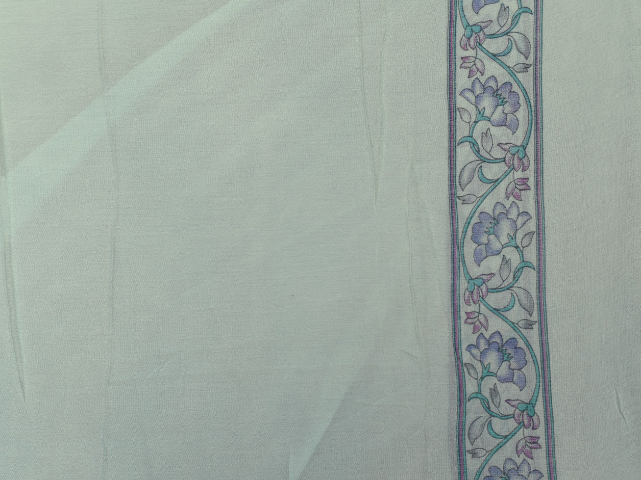 Floral And Diamond Design Pastel Blue Banaras Silk Unstitched Salwar Material