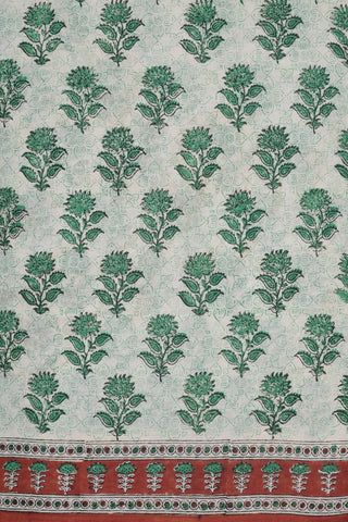 Floral And Leaf Design Printed Beige Jaipur Cotton Saree