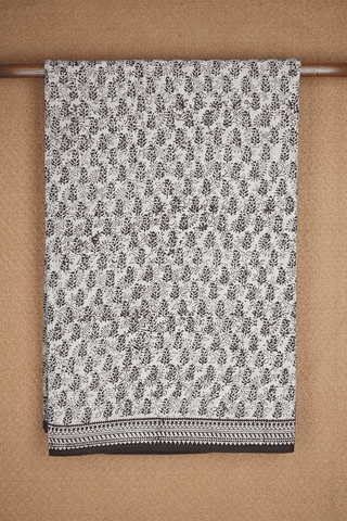 Floral And Paisley Design Printed Beige Jaipur Cotton Saree