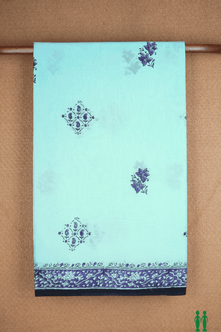 Floral And Paisley Motifs Powder Blue Ahmedabad Cotton Saree
