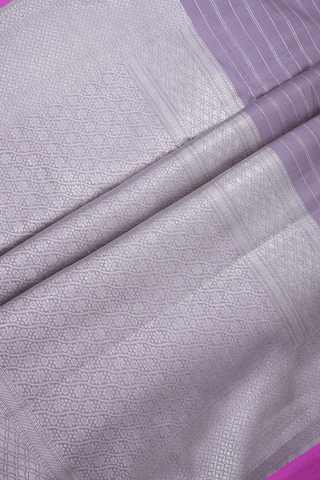 Floral And Parrot Design Pastel Purple Banarasi Silk Saree