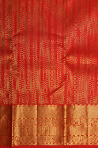 Big Border With Zari Stripes Crimson Red Kanchipuram Silk Saree
