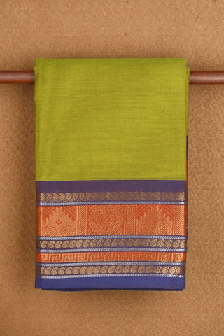 Floral And Temple Border Pear Green Kanchi Cotton Saree